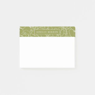 Green Pepper Simply Floral Personalized Post-it Notes