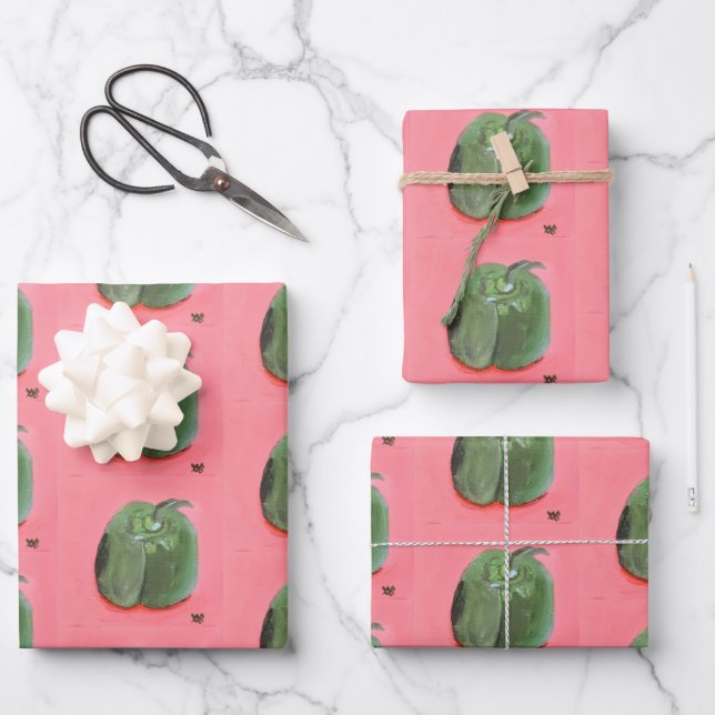 Green Pepper Wrapping Paper Sheet (Front)