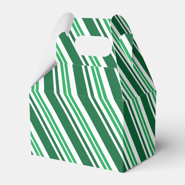 Green Peppermint Stripe Favor Box (Front Side)