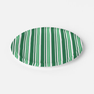 Green Peppermint Stripe Paper Plate