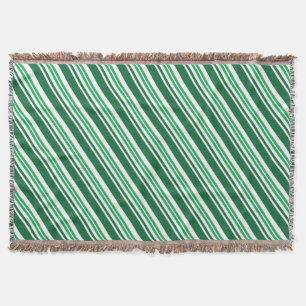 Green Peppermint Stripe Throw Blanket