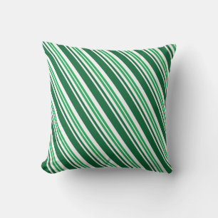 Green Peppermint Stripe Throw Pillow