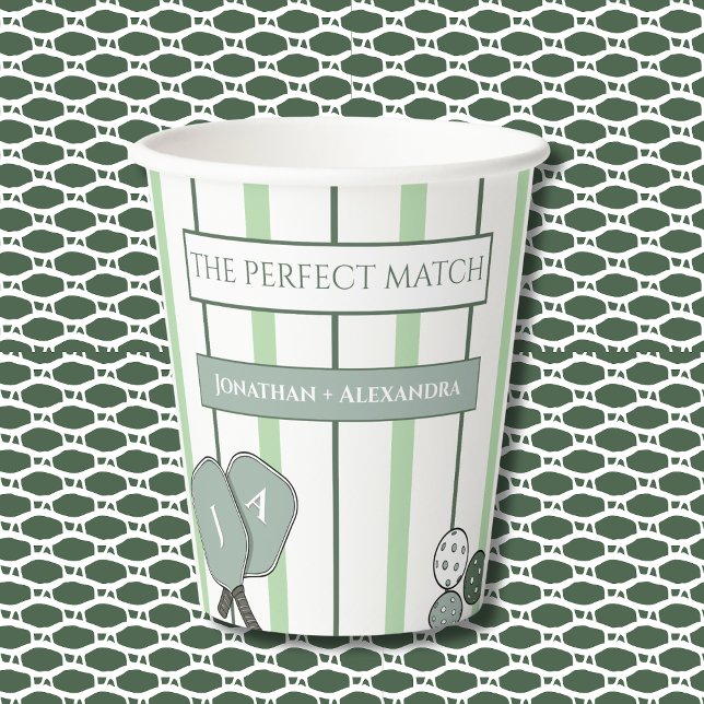 Green Perfect Match Couples Bridal Shower Paper Cups (Creator Uploaded)