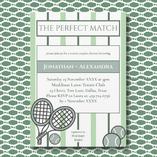 Green Perfect Match Tennis Couples Bridal Shower Invitation