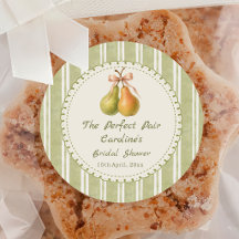 Green Perfect Pair Pear Bridal Shower Sticker