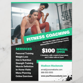 Green Personal Trainer and Fitness Coaching Flyer