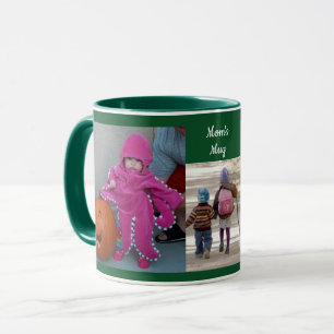 Green Personalize 3 PHOTO TEMPLATE Gift Coffee Mug