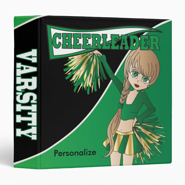 Green Personalize Diva Cheerleader Binder (Front/Spine)