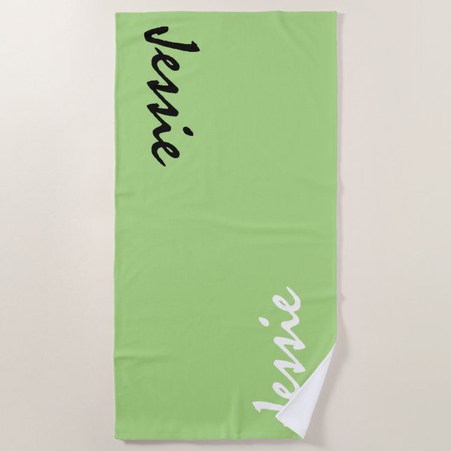 Green Personalized Beach Towel (Front)
