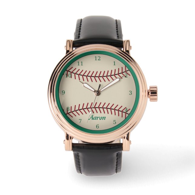 Green Personalized Classic Baseball Watch (Front)