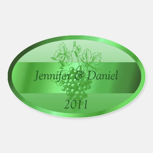 Green Personalized Custom Wine Labels (Front)