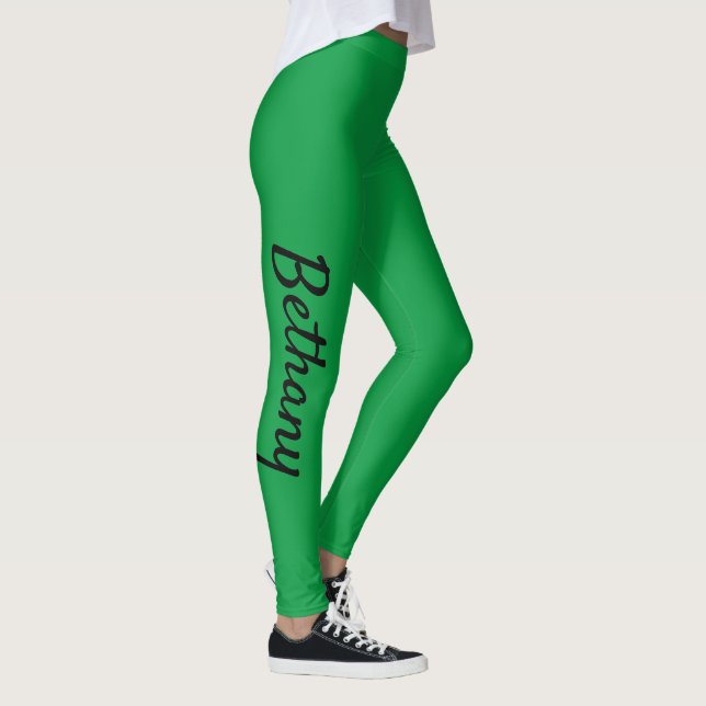 Green Personalized Custom XS (0-2) to XL (16) Leggings (Right)