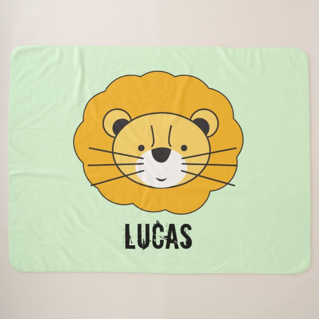 Green Personalized cute  lion baby blanket (Front (Horizontal))