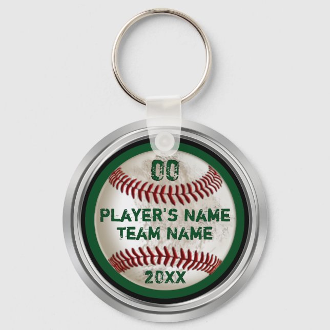 Green Personalized Dirty Baseball Gifts for Player Keychain (Front)