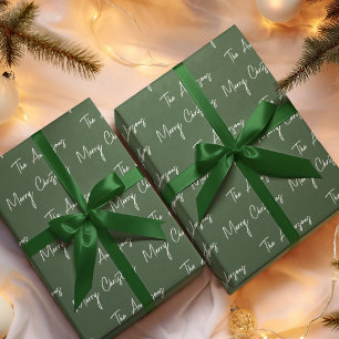 Green Personalized Family Name Christmas Season Wrapping Paper
