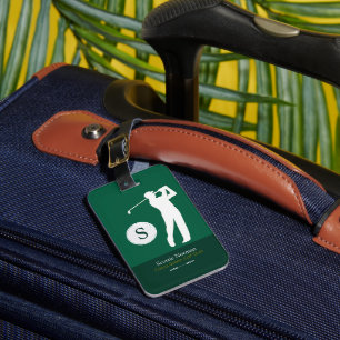 Green Personalized Golfers Monogram Luggage Tag
