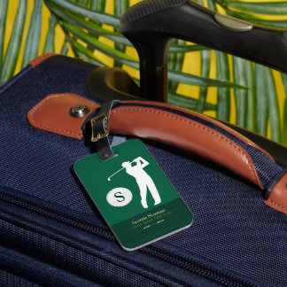 Green Personalized Golfers Monogram  Luggage Tag
