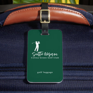 Green Personalized Golfers Name Luggage Tag