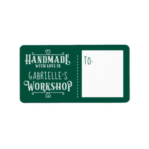 Green Personalized Handmade with Love in Workshop Label