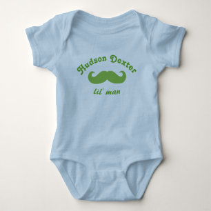 Green Personalized Lil' Man Moustache Baby Bodysuit