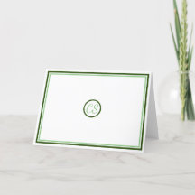 Green Personalized Monogram Note Card
