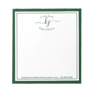 Green Personalized Name From The Desk Of Notepad