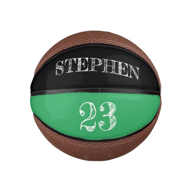 Green Personalized Name Number etching Basketball (Front)