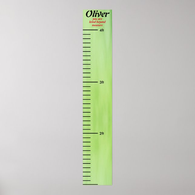 Green  Personalized  Nursery Wall Growth Chart (Front)