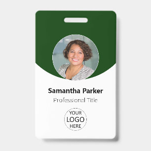 Green Personalized Photo, Logo, Barcode Employee Badge