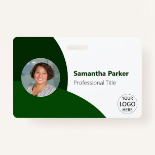 Green Personalized Photo, Logo, Barcode Employee Badge