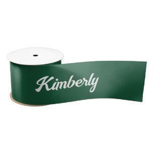Green Personalized Script Name School Satin Ribbon
