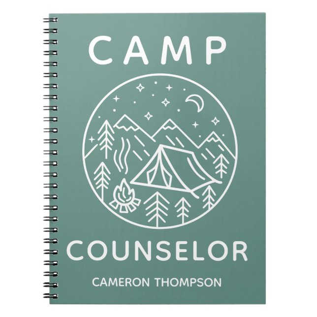 Green Personalized Summer Camp Counsellor Notebook (Front)