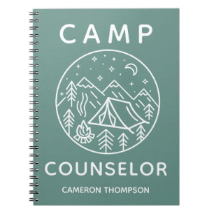 Green Personalized Summer Camp Counselor Notebook