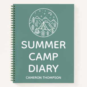 Green Personalized Summer Camp Diary Notebook