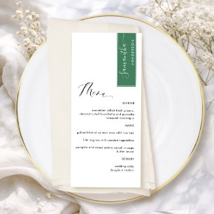 Green Personalized with Guest Name Elegant Menu