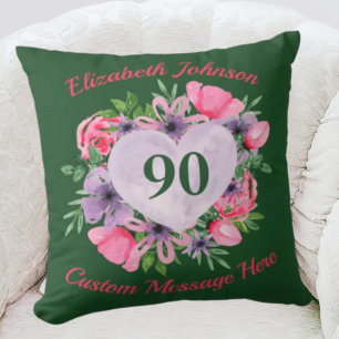 Green Personnalisé 90e anniversaire Coussin pour 