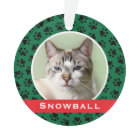 Green Pet Paw Prints Personalized Cat Name Photo