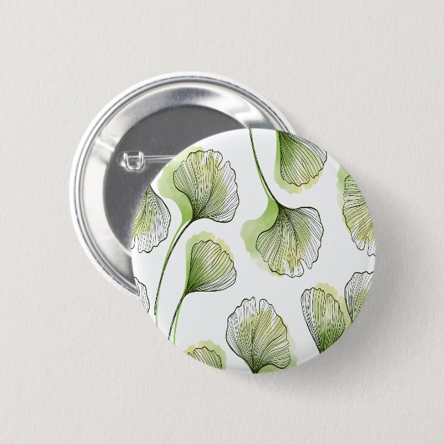 Green petals 2 inch round button (Front & Back)