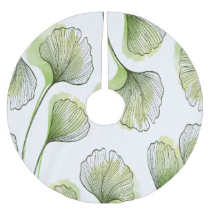 Green petals brushed polyester tree skirt