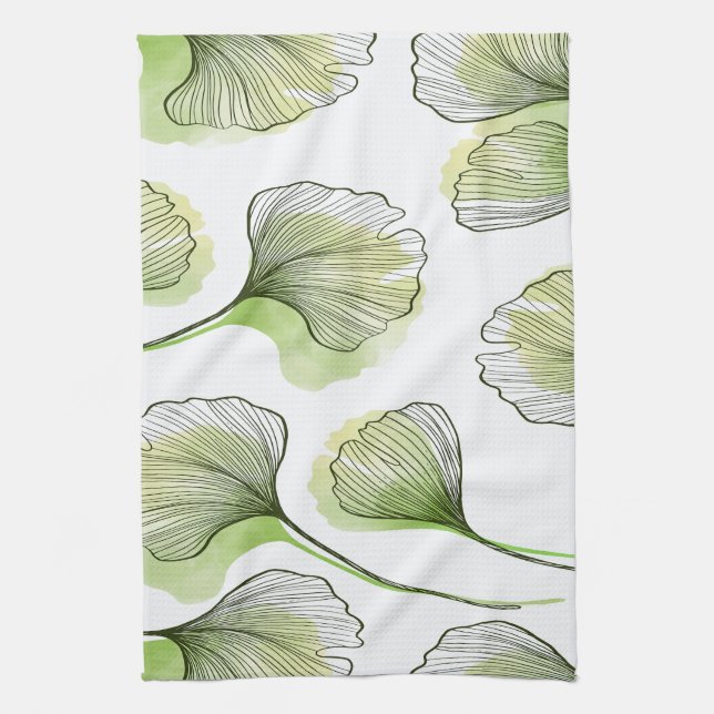 Green petals kitchen towel (Vertical)
