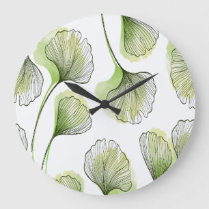 Green petals large clock