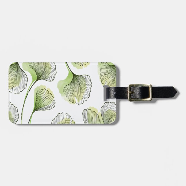 Green petals luggage tag (Front Horizontal)