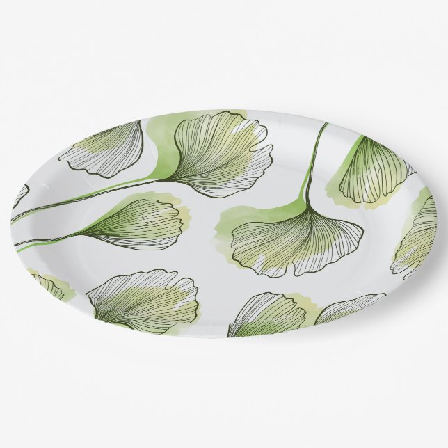 Green petals paper plate (Angled)