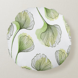 Green petals round pillow