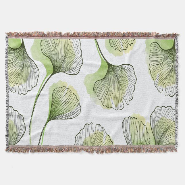 Green petals throw blanket (Front)
