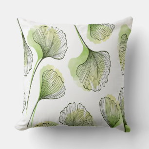 Green petals throw pillow