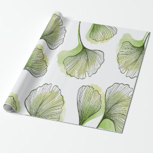 Green petals wrapping paper