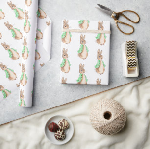 Green Peter Rabbit Baby Shower Wrapping Paper