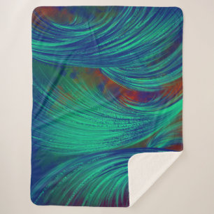 Green - Phoenix Feathers Sherpa Blanket
