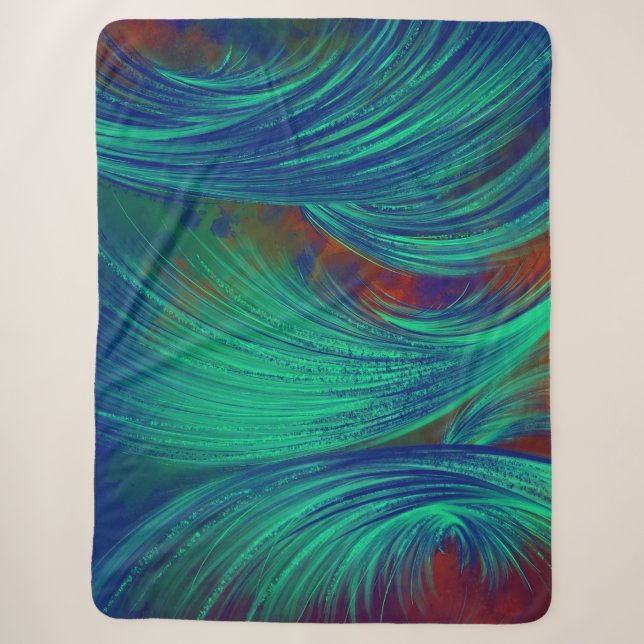 Green - Phoenix Feathers  Sherpa Blanket (Front)